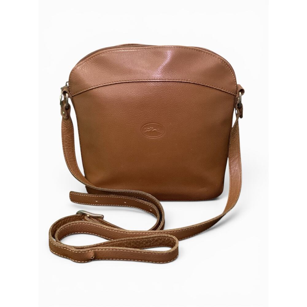 Vintage Longchamp Brown Leather Crossbody Purse